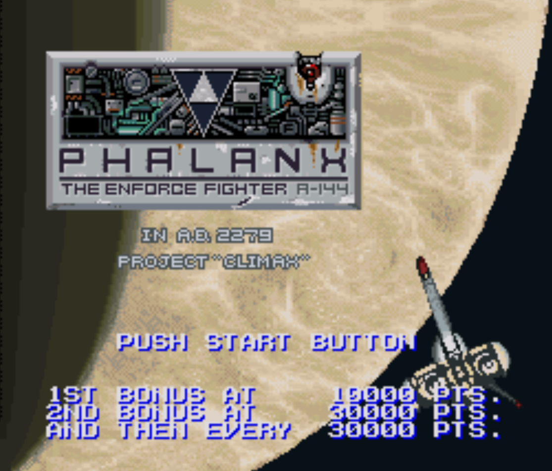 Phalanx The Enforce Fighter Title Screen